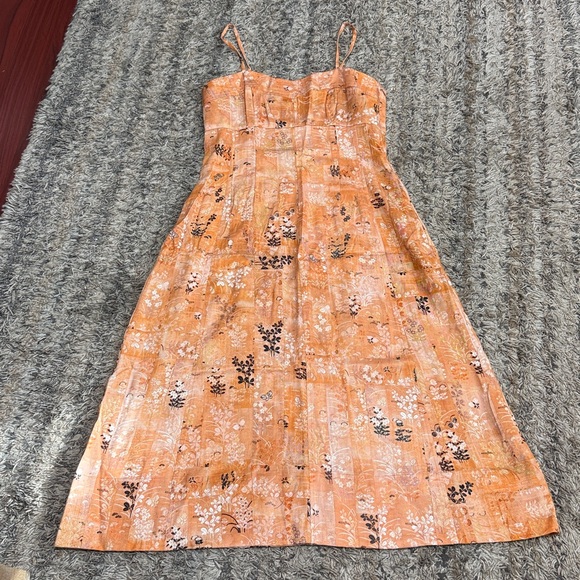 NWT Peruvian Connection Ipanema Orange Floral Midi Dress sz 6 - Picture 2 of 8